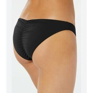 Bar III Pull On Low Rise Cheeky Hipster Bikini Swim Bottom Black Women's L NWT